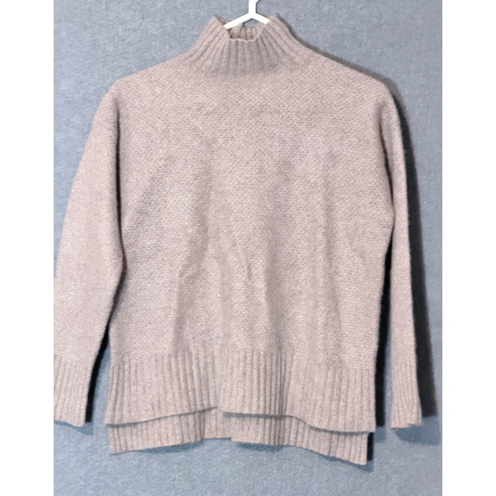 Everlane Recycled Cashmere Minimalist Earthy Waffle Turtleneck Sweater Mock Neck